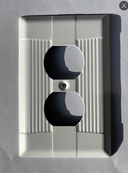 White Striped Metal Wallplate, 1-Duplex | Hand-Painted Finish | Classic Design | FOB Shenzhen`