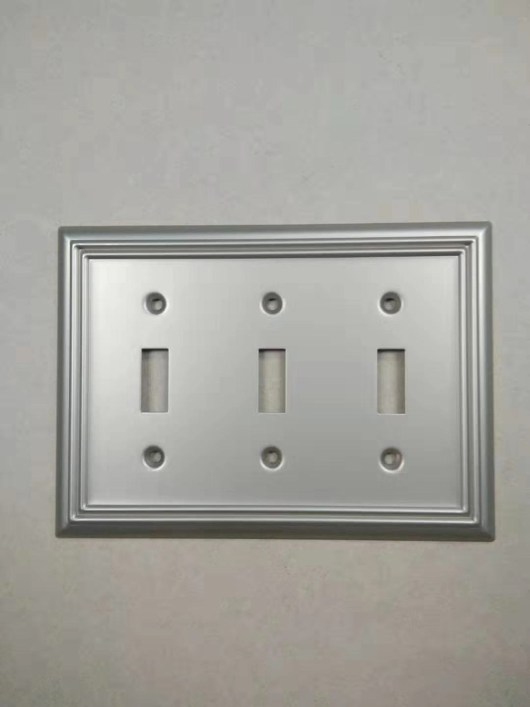 Switch Plates Outlet Covers,  Metal Wall Plates, Satin Nickel Midsize Triple Light Switch Cover Plates, Ideal for Toggle Switch, Rotary Dimmer Switches in Bedro