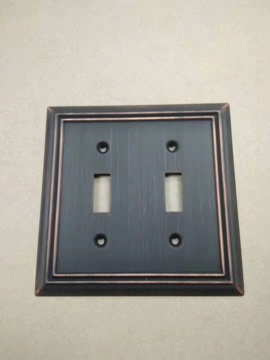 Aged Bronze Metal Wallplate, 2-Toggle | Vintage Finish Switch Plate Cover | FOB Shenzhen`