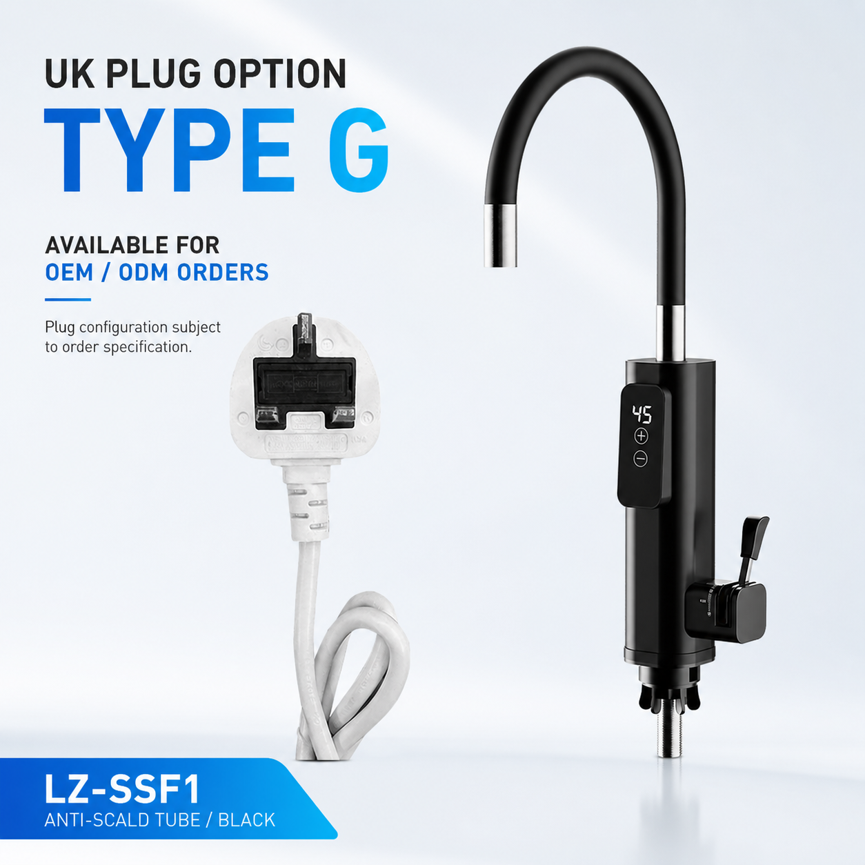 Black electric hot-water tap for the kitchen WM-LZSS-F1