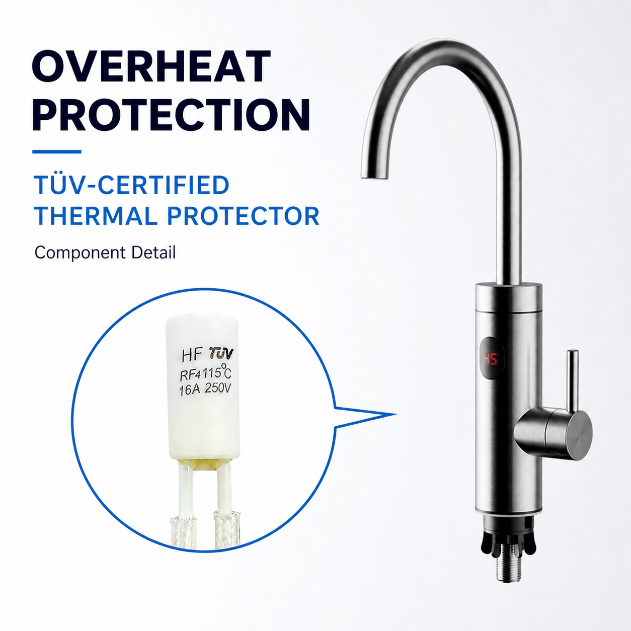 304 Stainless Steel Electric Hot Water Tap – For Kitchen Use Only WM-SYP-1