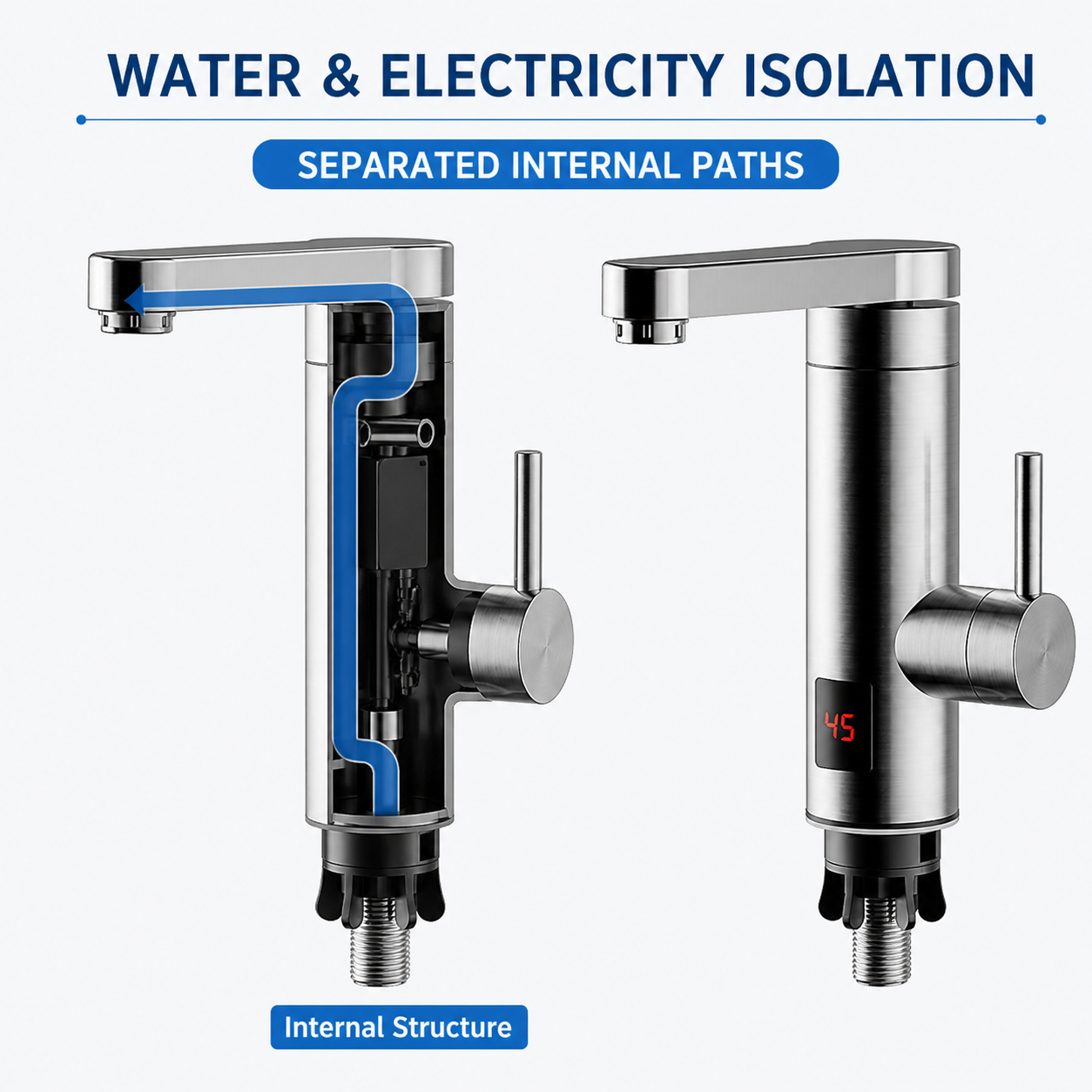 Water and Electricity Isolation Instant Electric Heating Faucet
