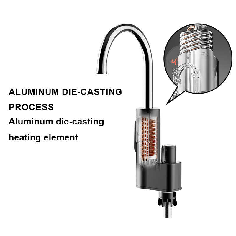 Black electric hot-water tap, specifically designed for kitchens and bathrooms  WM-LZSS-1H