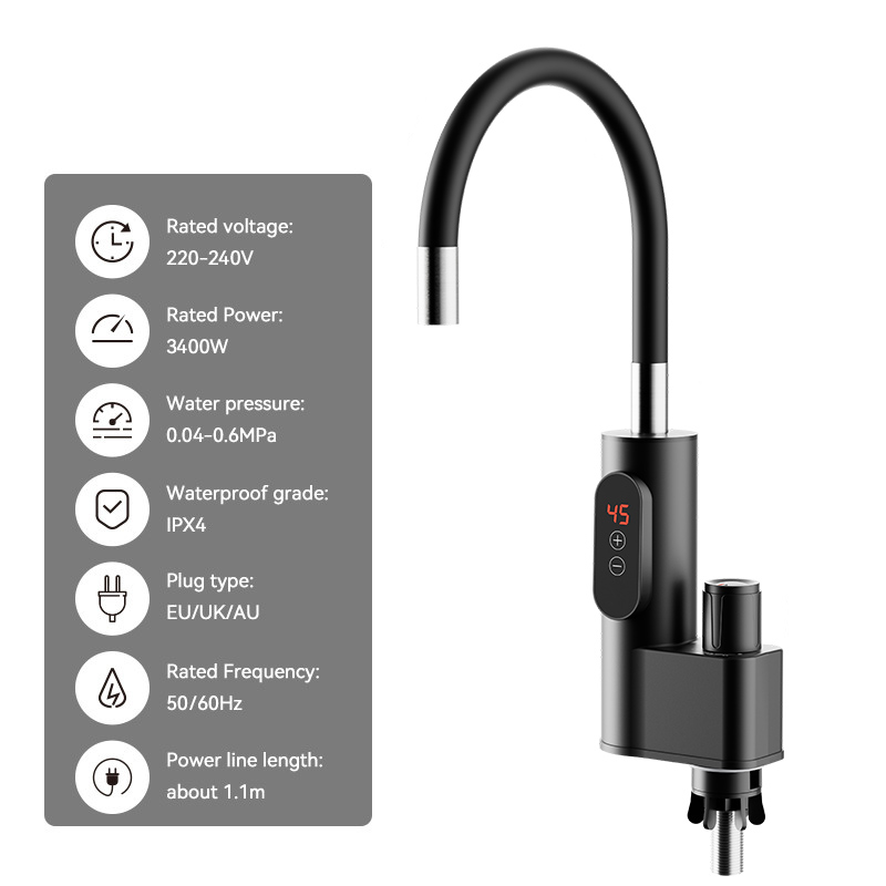 Black heat-resistant sleeve for electric hot-water taps WM-LZSS-1H