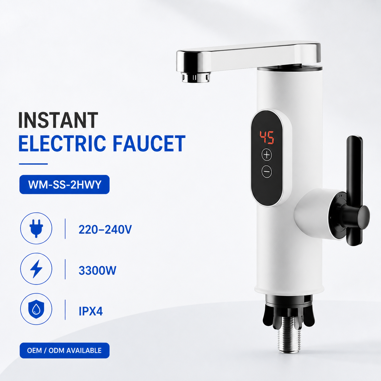 ABS Instant-Heat Electric Water Heater Valve – For Use in Public Areas Only WM-SS-2HWY