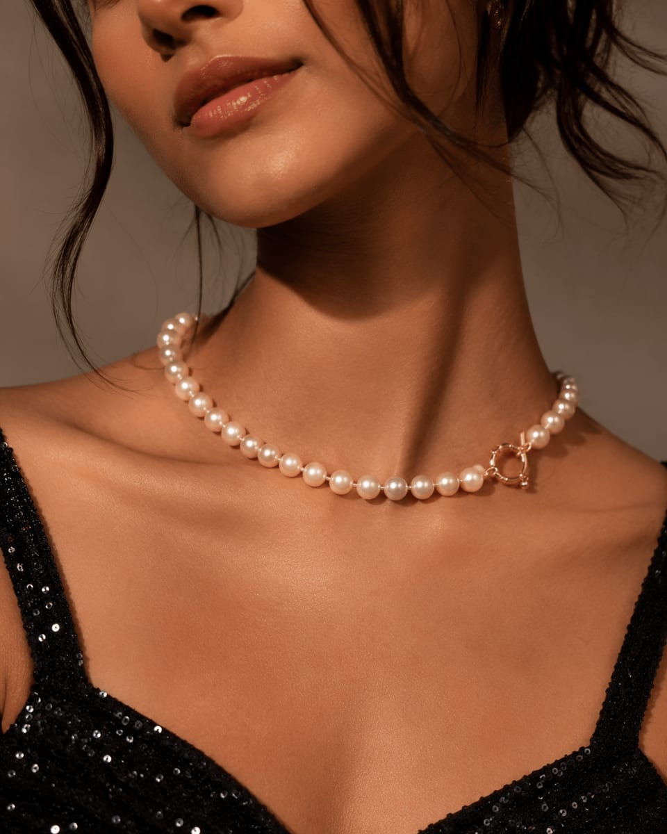 Natural Cream Baroque Pearl Necklace, Gold Plated Toggle Clasp