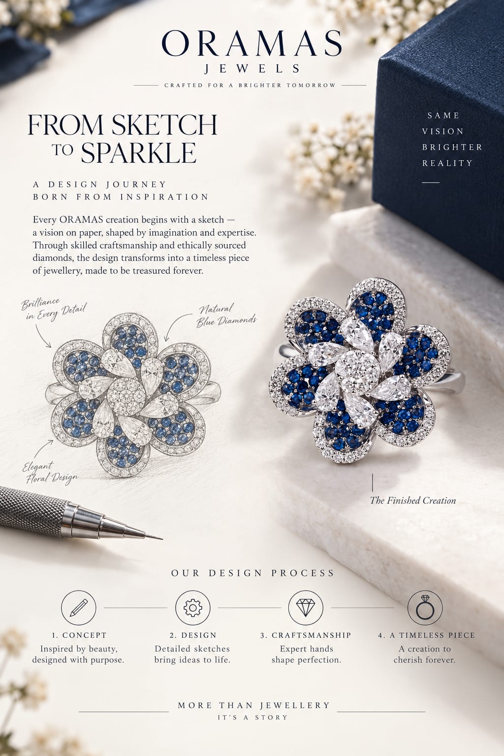 Floral Diamond and Sapphire Ring
