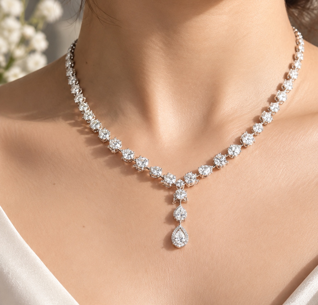 Pear-Drop Diamond Necklace