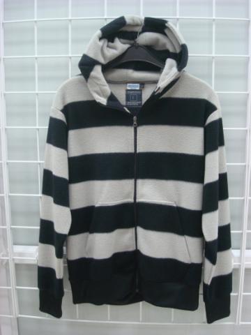 Striped Zip Hoodie (Black/Beige)