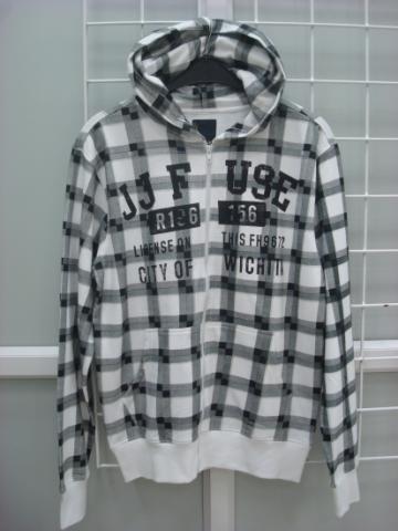 Checked Print Zip-Up Hoodie