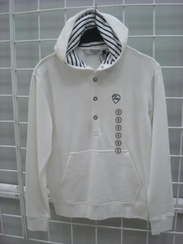 Button-Placket Pullover Hoodie (Light Grey)