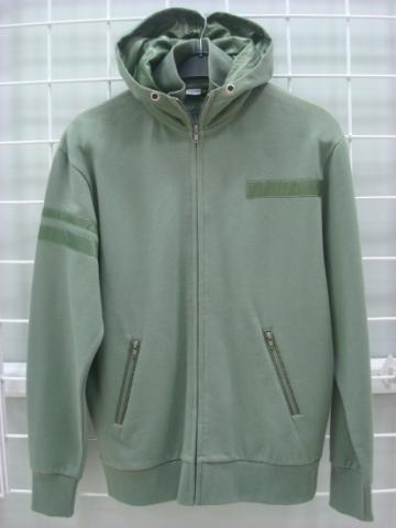 Olive Zip Hoodie with Chest Patch Pocket