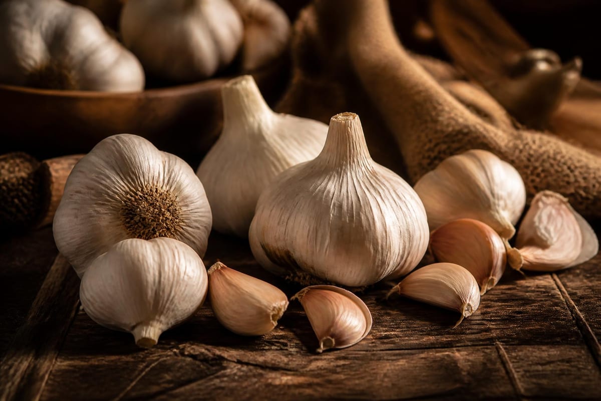 Fresh Indian White Garlic, Whole Bulbs