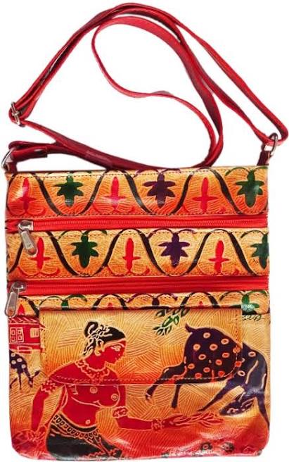 Handicrafts Paisley Batik Design Genuine 100% Pure Leather Shantiniketan Shoulder Bag Indian Tote