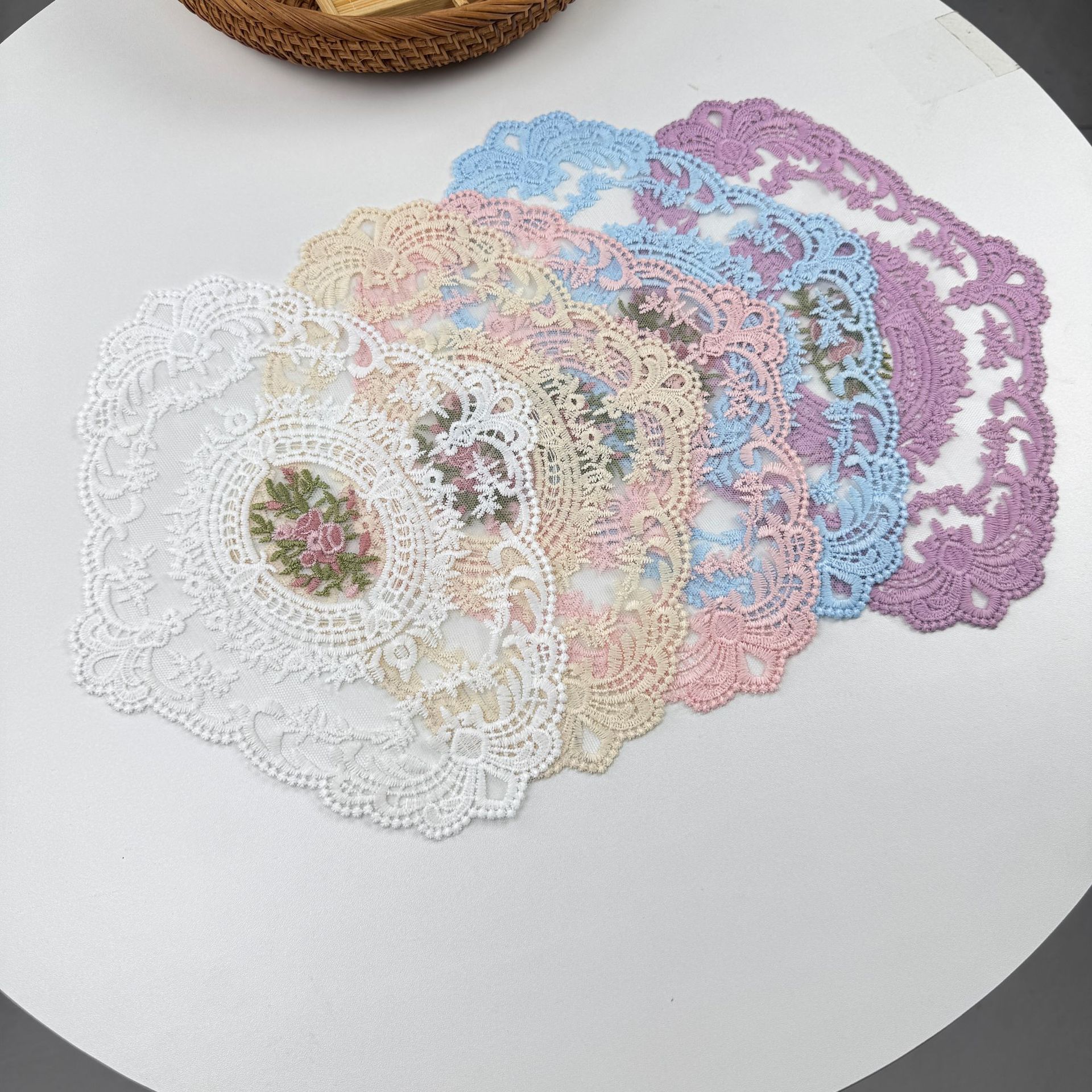 Vintage Lace Coaster Table Cloth Lace Tablecloth Embroidery Placemat Cabinet Furniture Decoration Background Photo Props