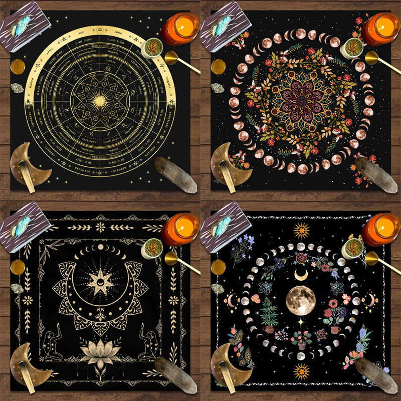 1PC Moonlight Flower Tarot Card Table Cloth Altar Card Mat Witchcraft Astrology Supplies Decorative Card Mat