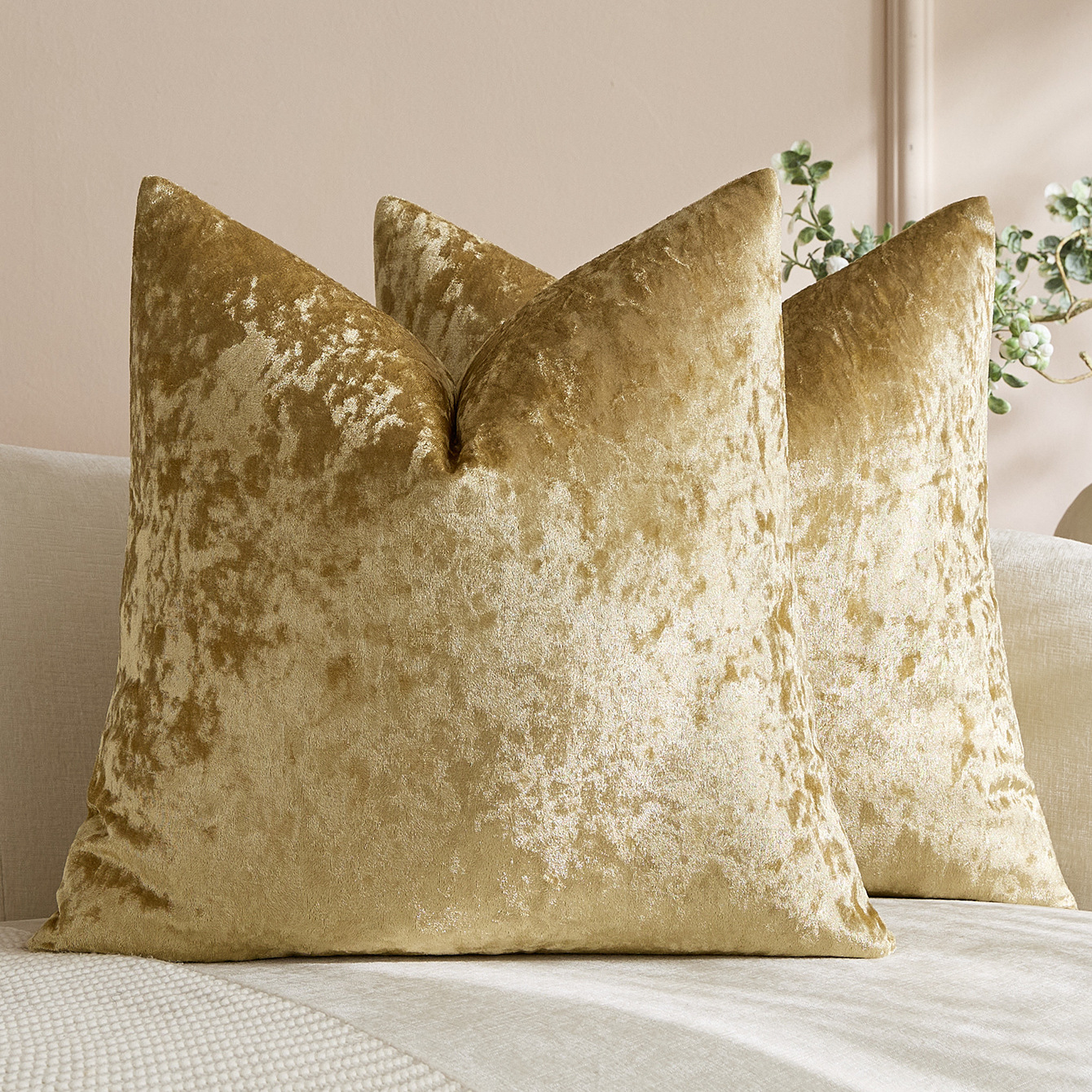 Gold Velvet Pillowcase Decorative Cushion Cover Soft Textured Throw Pillow Cover for Couch Sofa