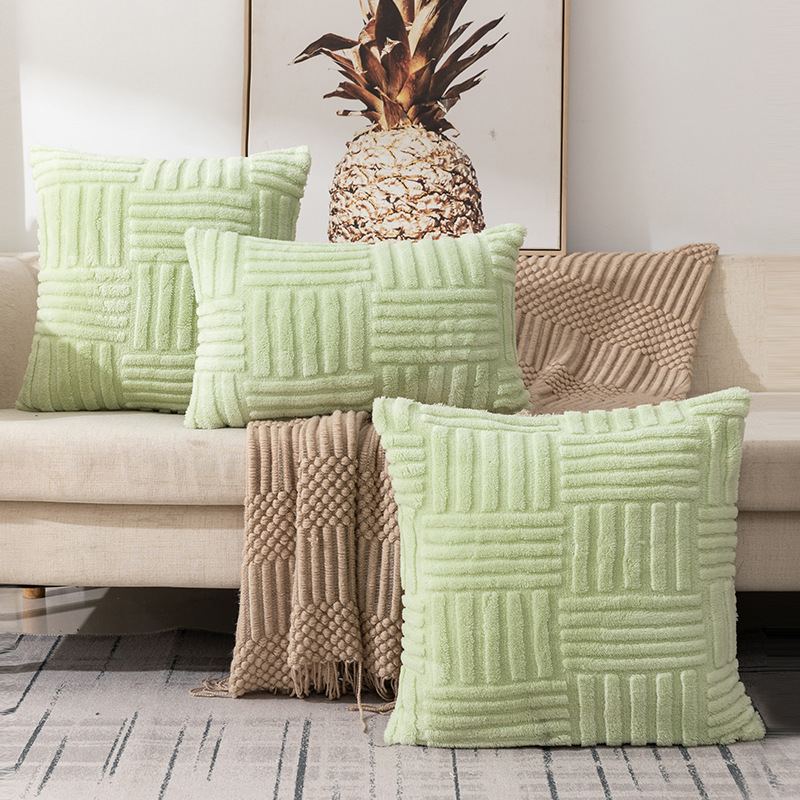 Boho Faux Woven Emobossed Plush Throw Pillow Cover Soft Fluffy Decorative Cushion Cover Pillowcase for Sofa Couch