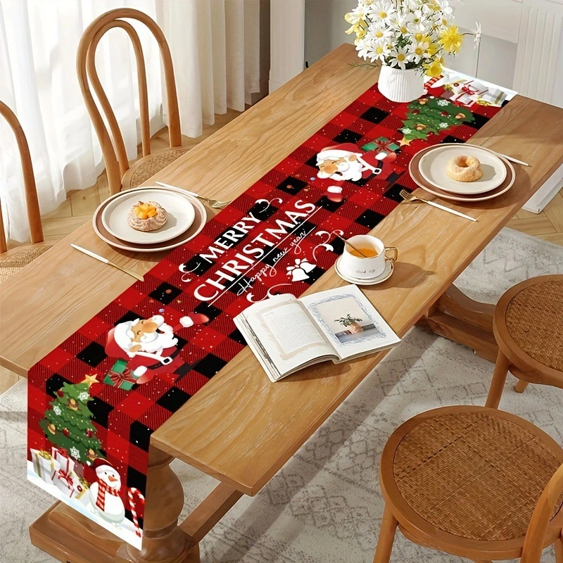 Santa Claus Christmas Table Runner Christmas Decorations For Home Xmas Table Flag Noel Gifts New Year Tablecloth