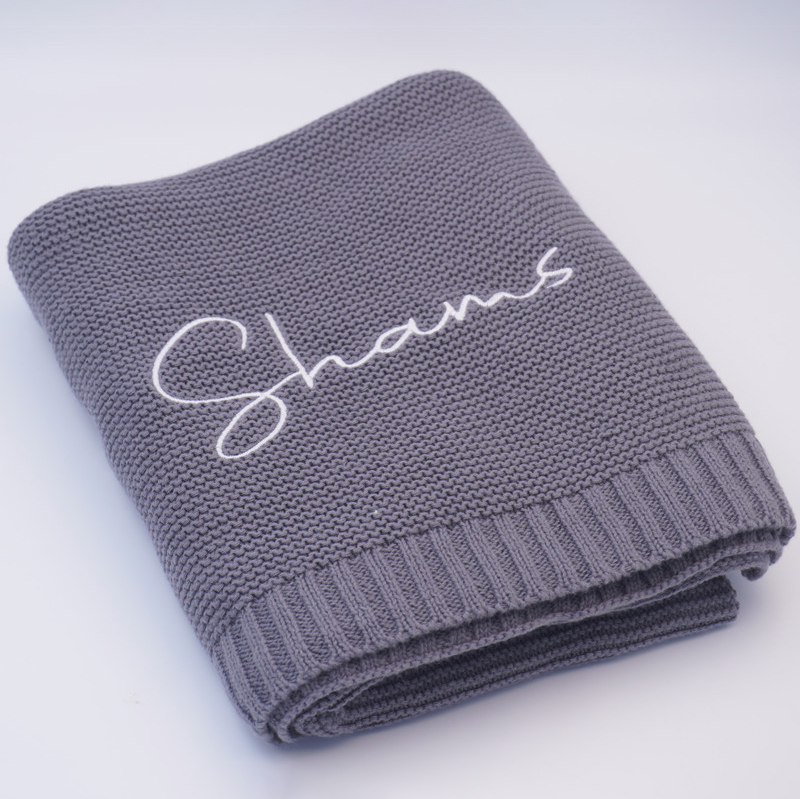 Personalized Kid Name Baby Blanket Embroidered New Born Baby Blanket Stroller Swaddles Breathable Cotton Knitted Blanket Bedding