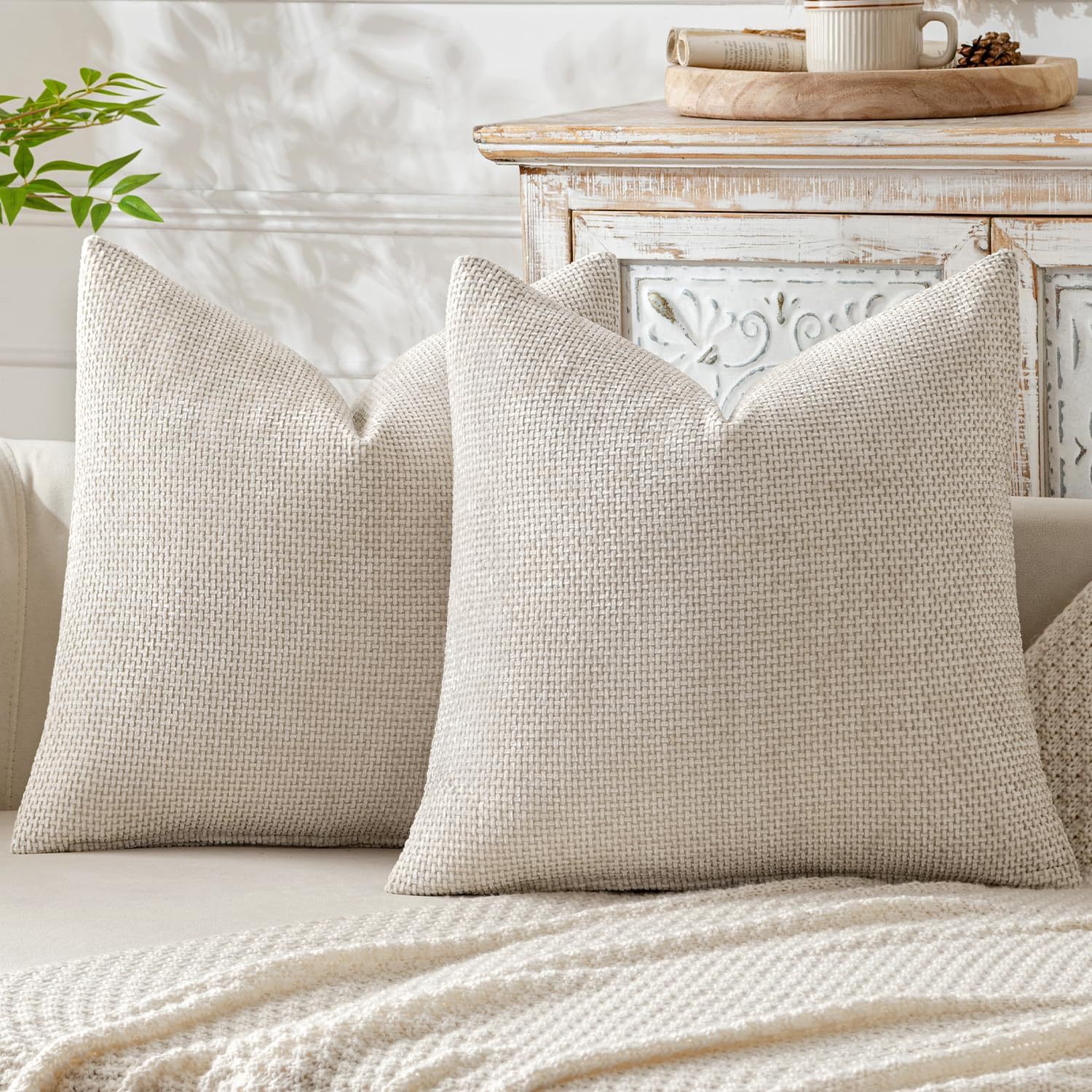 Boho Decorative Couch Throw Pillow Cases Cushion Cover Soft Chenille 