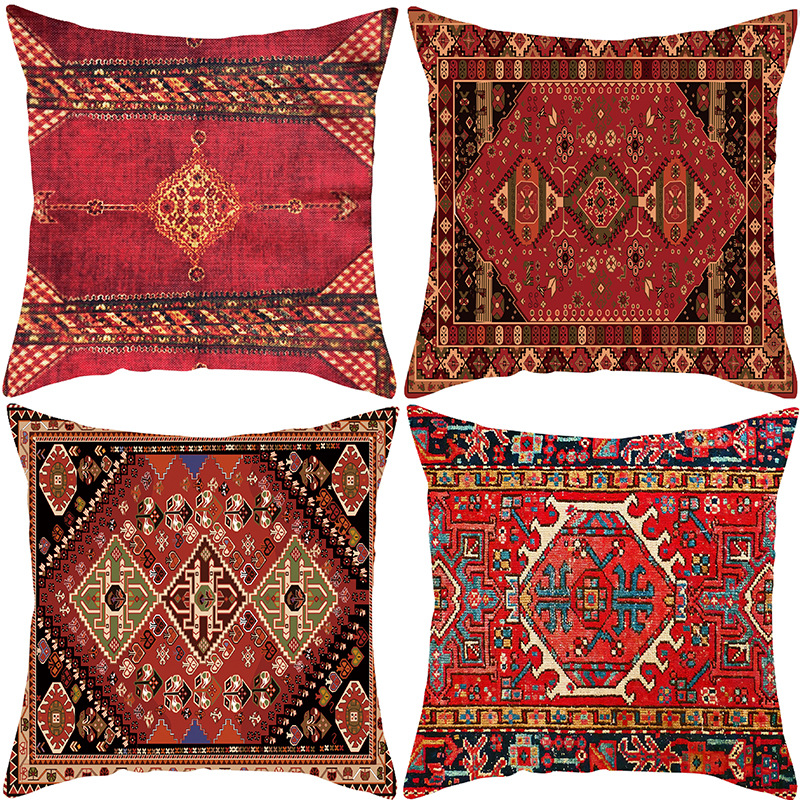 Persian Rug Pattern Pillowcase Decorative Cushion Cover Two Sides Short Plush