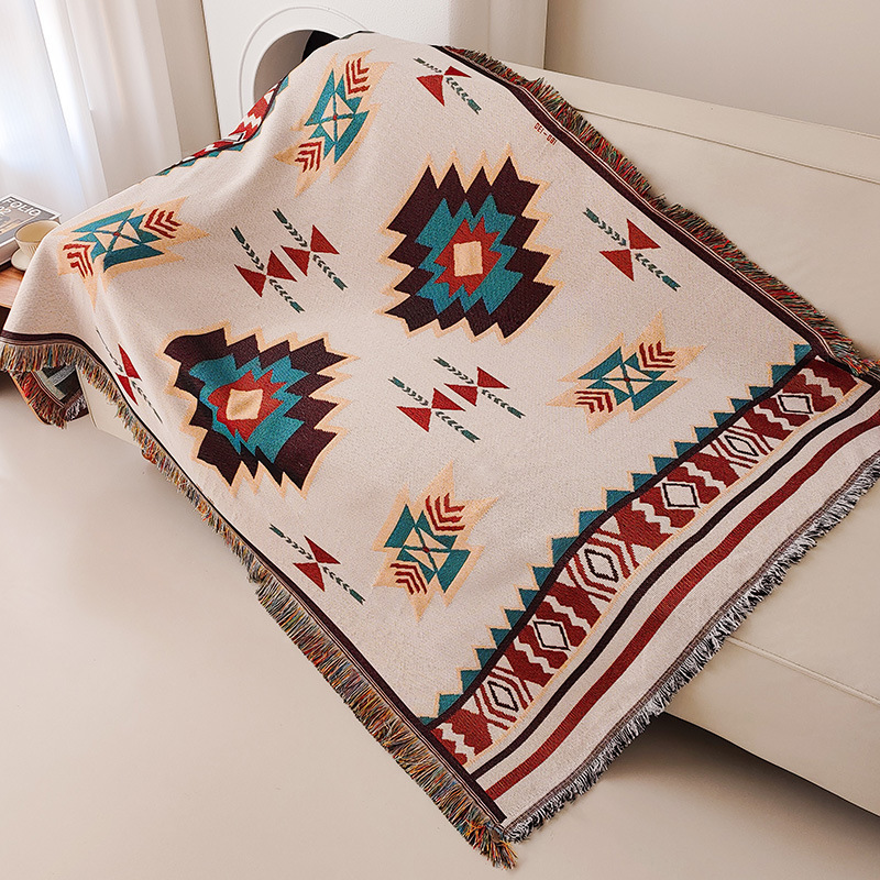Aztec Blanket Oversized Boho Throw Blanket with Fringe Southwestern Geometric Tapestry Vintage Woven Throw Blankets