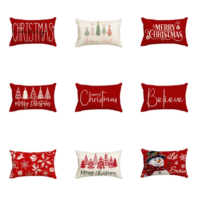Christmas Pillow Covers Merry Christmas Throw Pillow Decorative Christmas Red Pillow Cover
