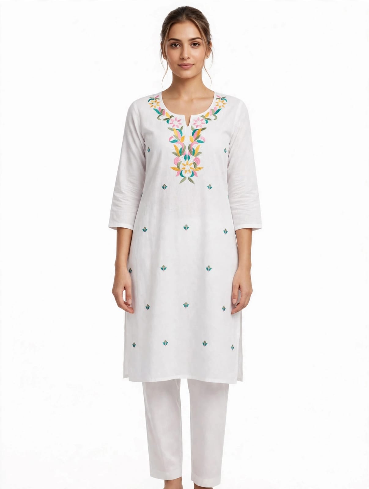 Women's Cotton Applique Kurta Pajama Set