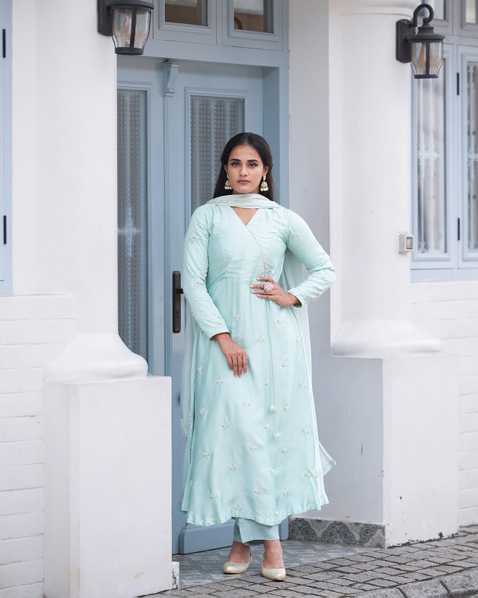 Silken Mint Suit Set