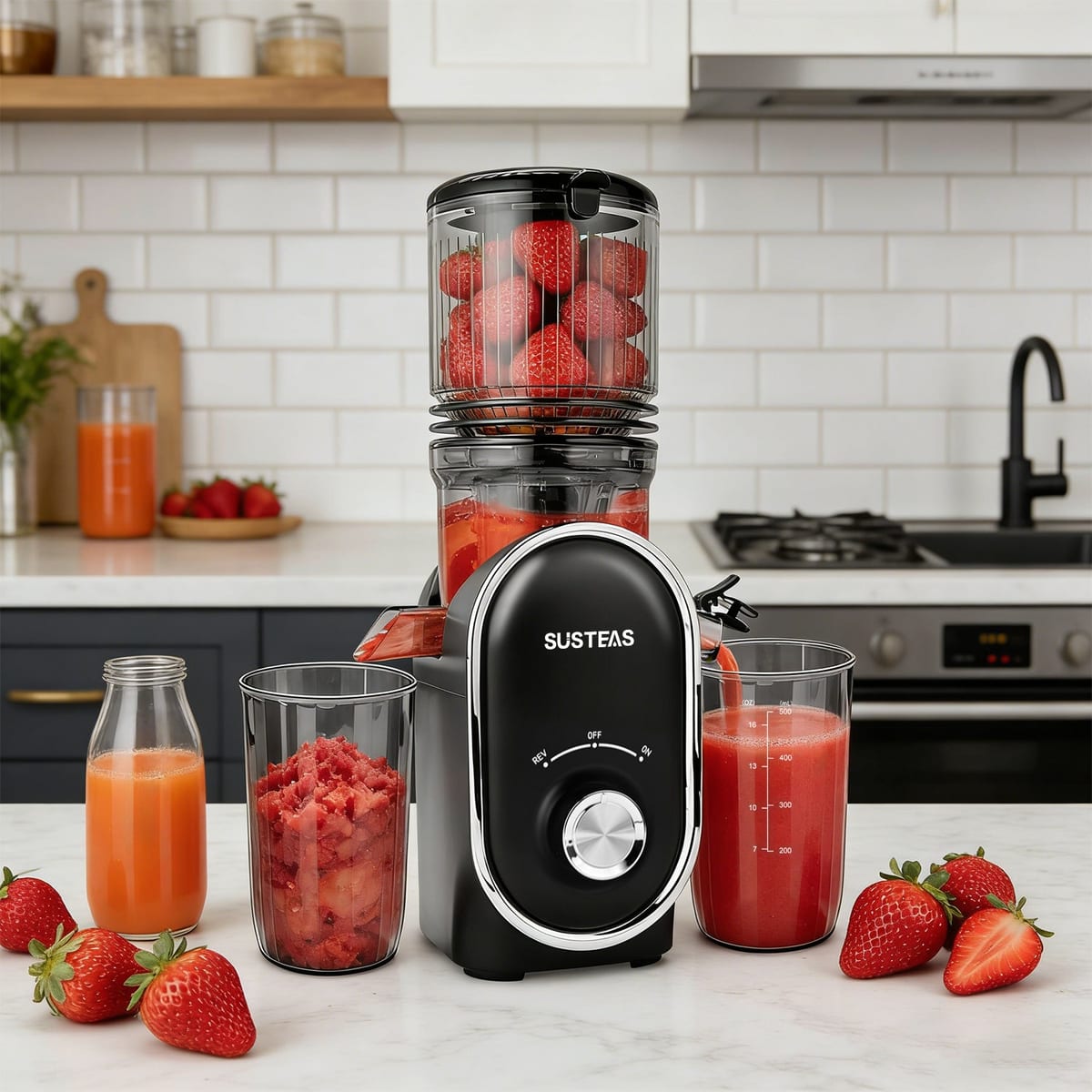 SUSTEAS Cold Press Juicer with 5.3" Extra Large Feed Chute