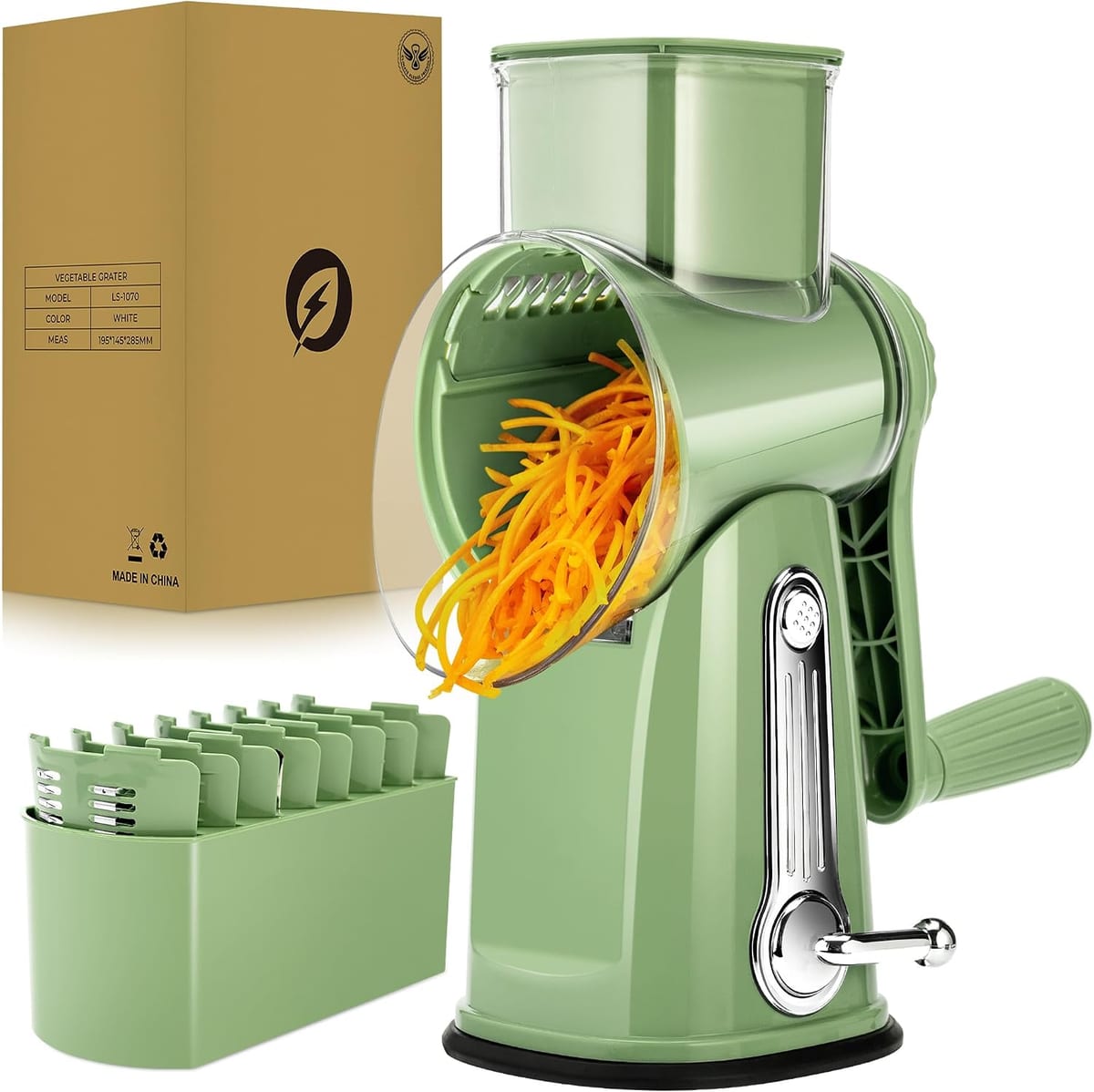 SUSTEAS Rotary Cheese Grater with 5 Interchangeable Blades