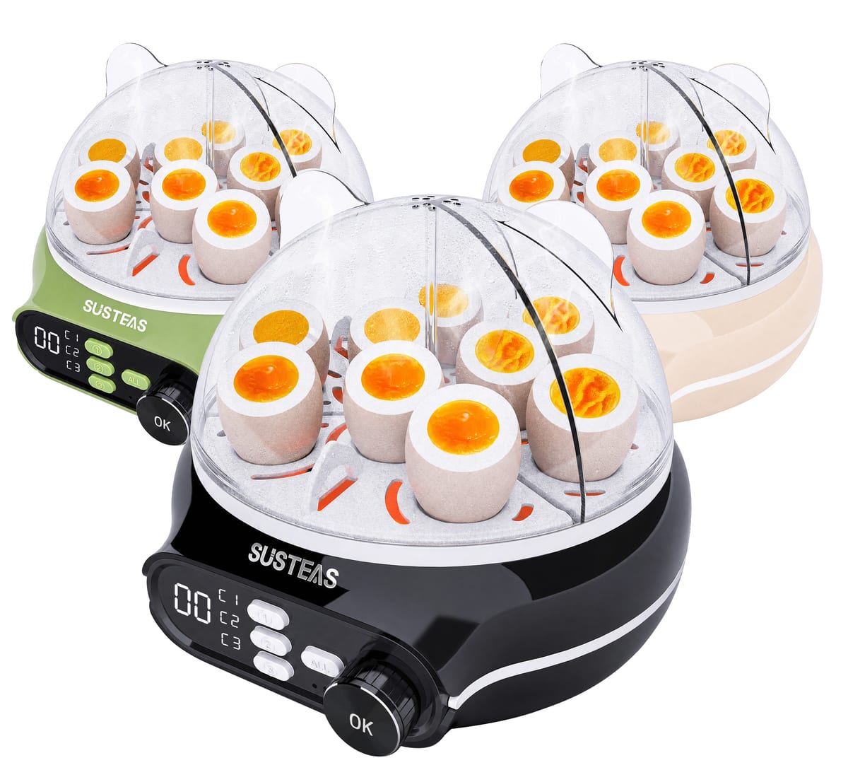 SUSTEAS Rapid Egg Cooker with 3-Zone Cooking